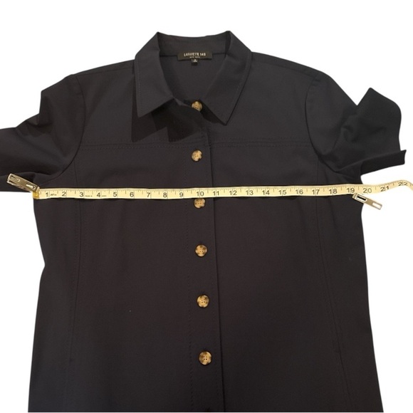 Lafayette 148 New York Kylie Short-Sleeve Navy Shirt Dress Sz 10 Classic Casual - Picture 3 of 13